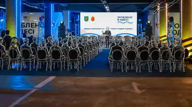 Конференц-зал в укрытии на минус первом этаже в Одессе